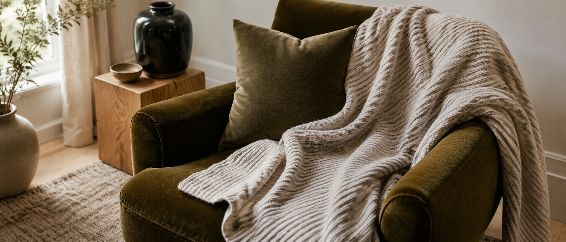 Soft throws and layered home textiles