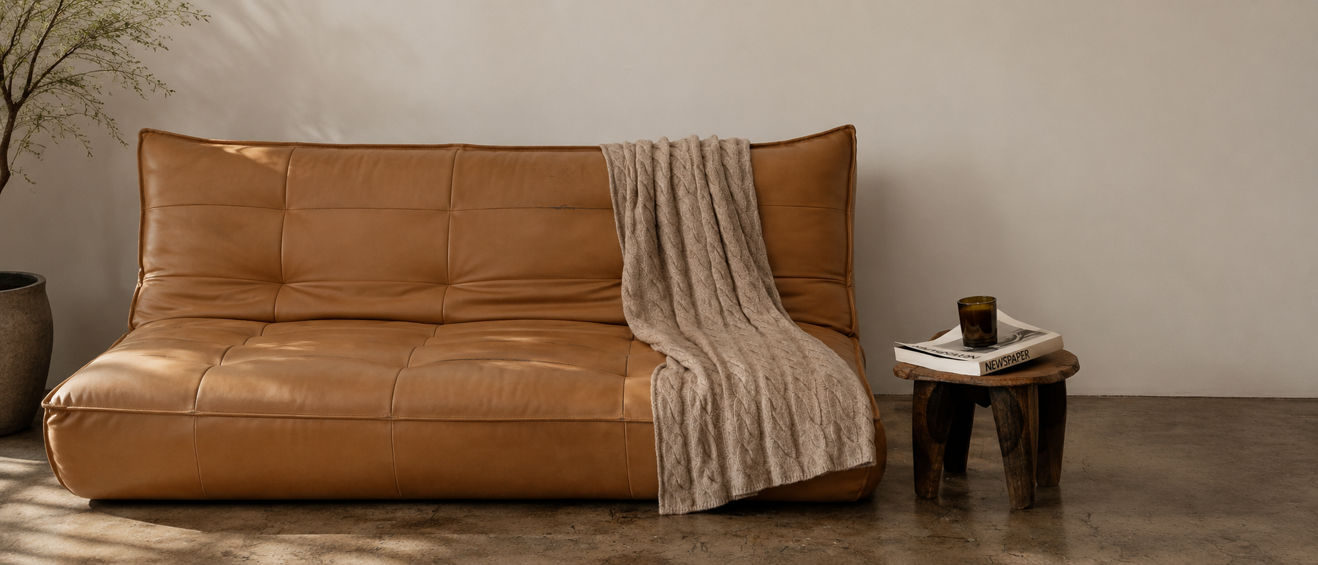 Soft textiles styled in a calm interior