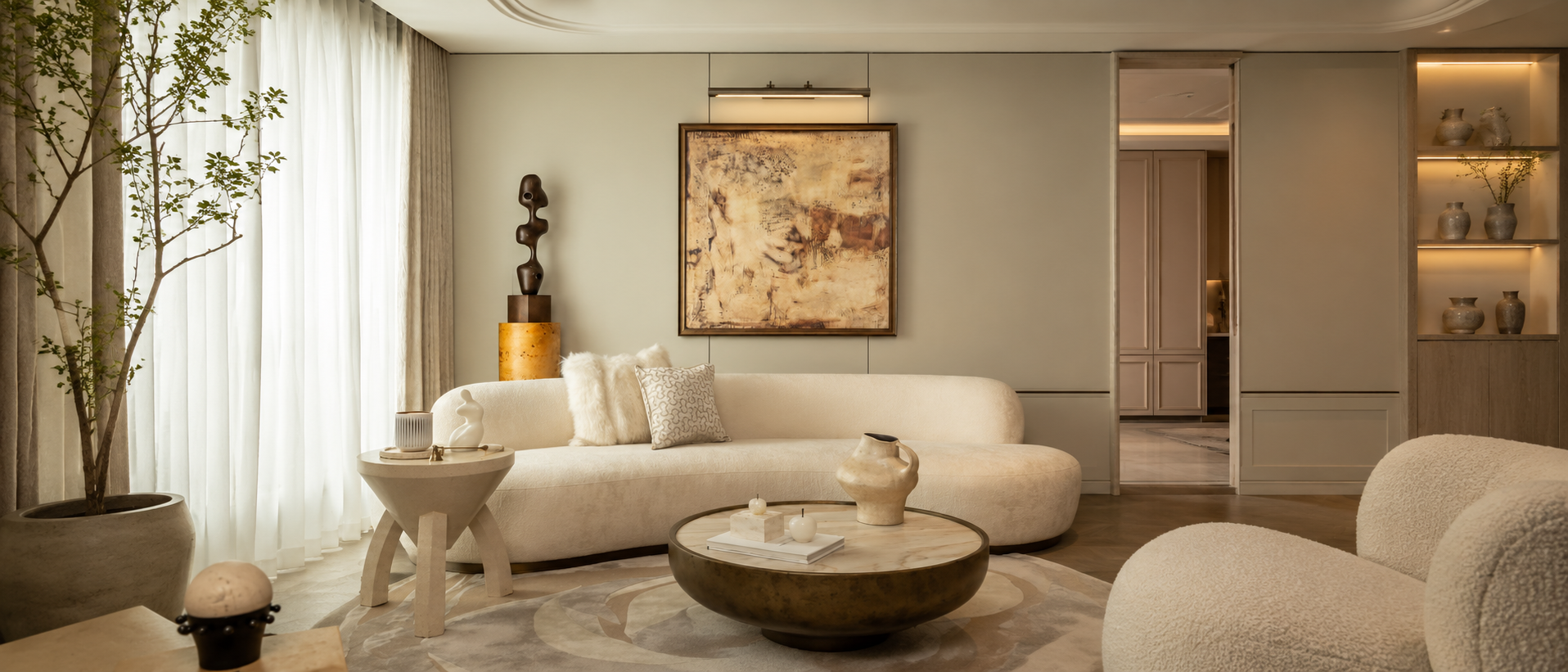 Soft cushions and throws in a modern interior