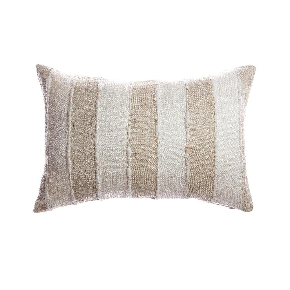 Beige & Ivory Striped Silk Throw Pillow