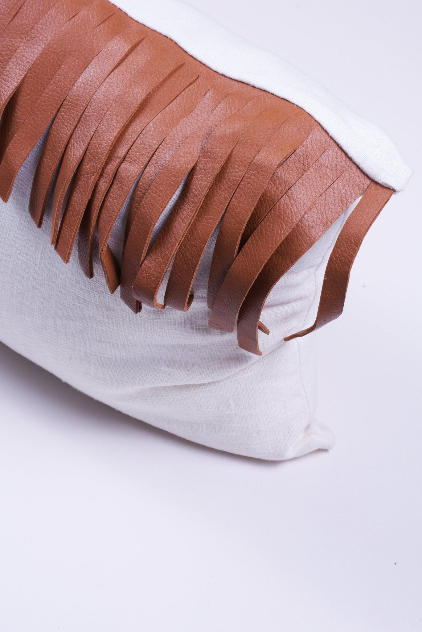 Leather Fringe Decorative Pillow - Image 2