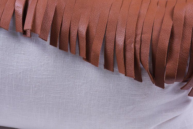 Leather Fringe Decorative Pillow