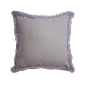 Grey Trim Rabbit Fur Pillow