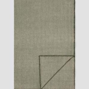 Fern Green Herringbone Wool Blanket - Oversized Cozy Throw