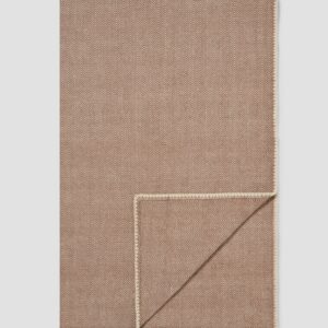 Mocha Herringbone Wool Blanket - Cream Zigzag Weave