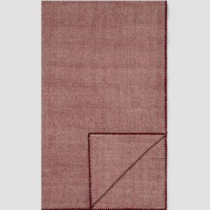 Rhubarb Herringbone Wool Blanket - Cream Zigzag Weave