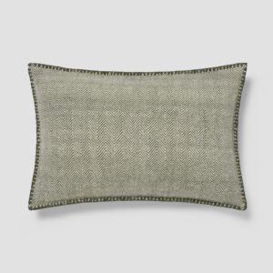 Fern Green Herringbone Wool Rectangle Cushion Cover - 16 x 24 in