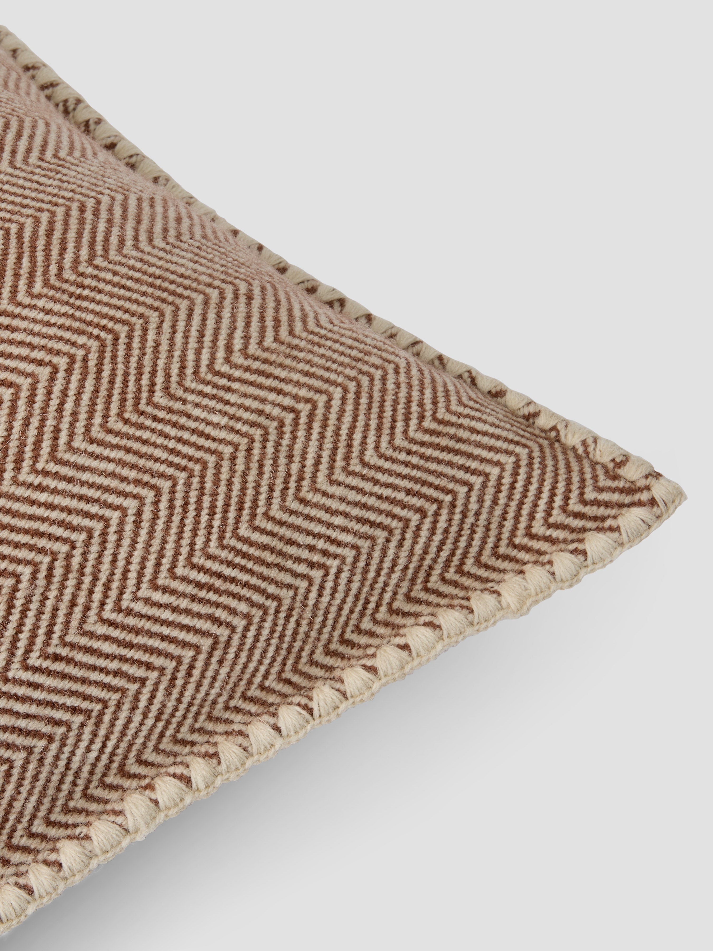 Mocha Herringbone Wool Rectangle Cushion Cover - 16 x 24 in - Image 2