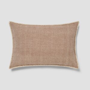 Mocha Herringbone Wool Rectangle Cushion Cover - 16 x 24 in