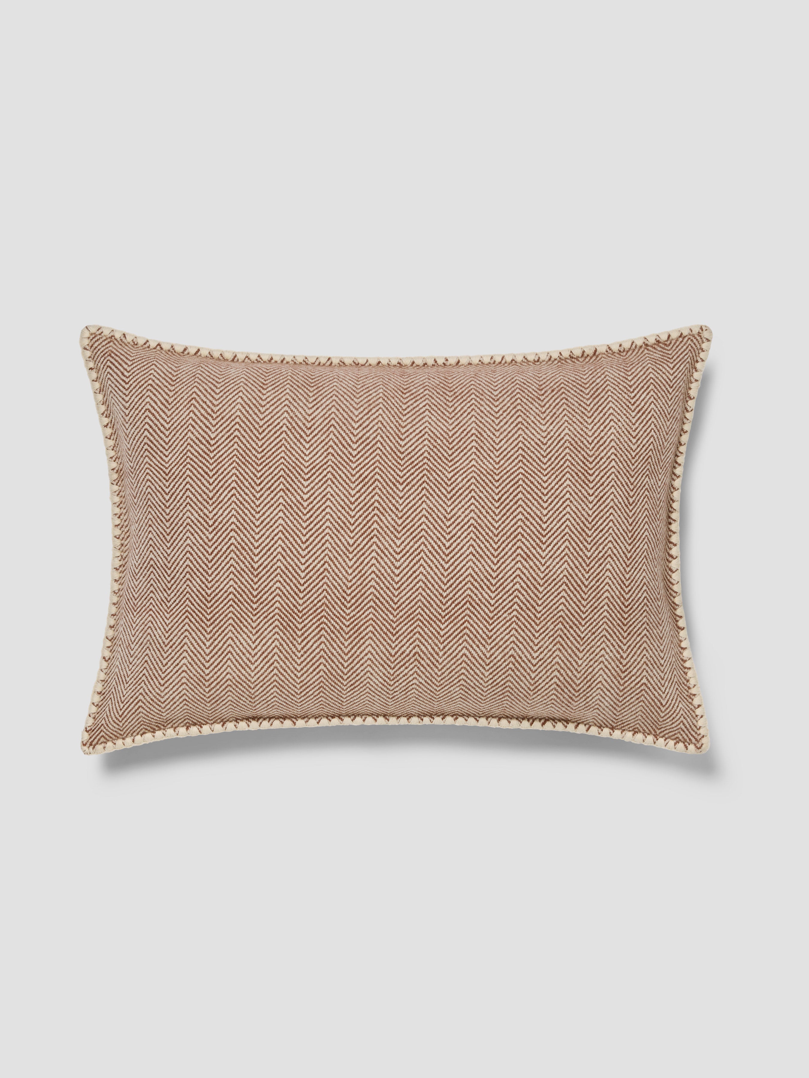 Mocha Herringbone Wool Rectangle Cushion Cover - 16 x 24 in