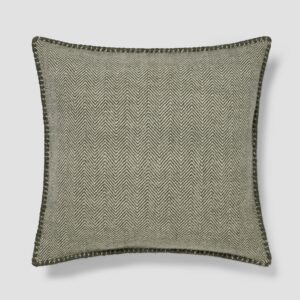 Fern Green Herringbone Wool Square Cushion Cover - 20 x 20 in