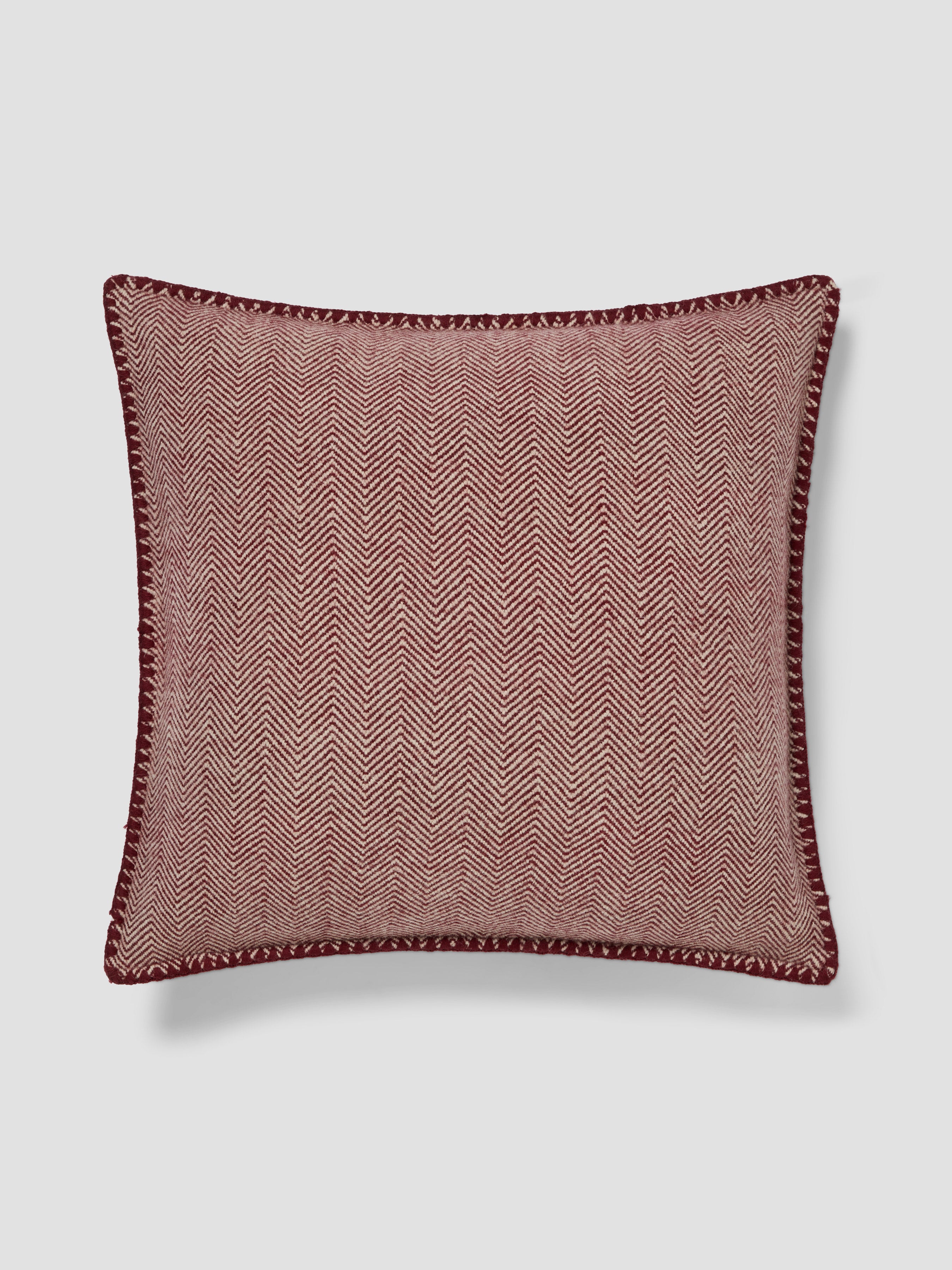 Rhubarb Herringbone Wool Square Cushion Cover - 20 x 20 in