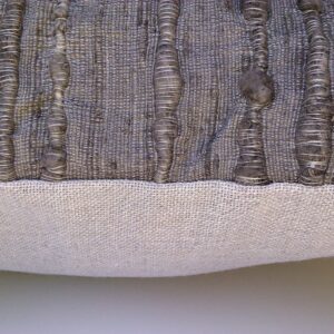 Grey Silk Striped Lumbar Pillow