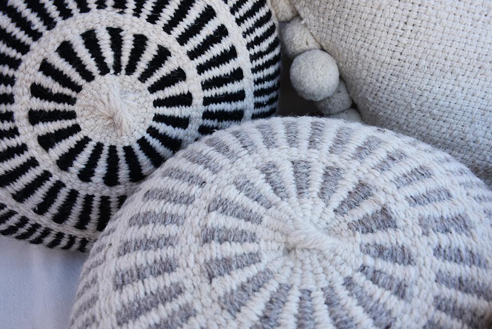 Round Wool Accent Pillow - 18 in Diameter
