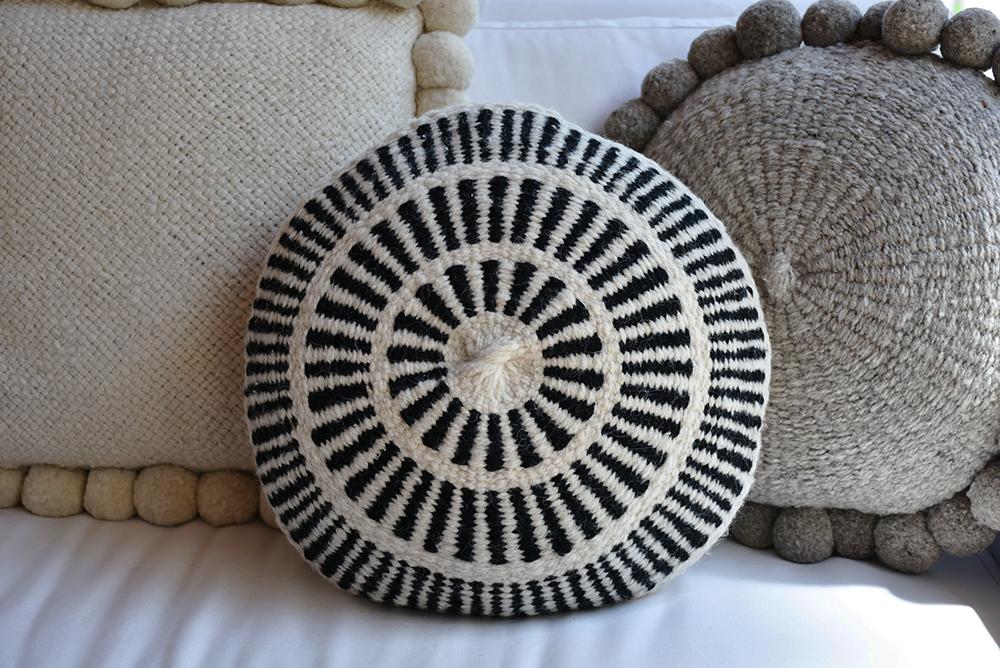 Round Wool Accent Pillow - 18 in Diameter - Image 2