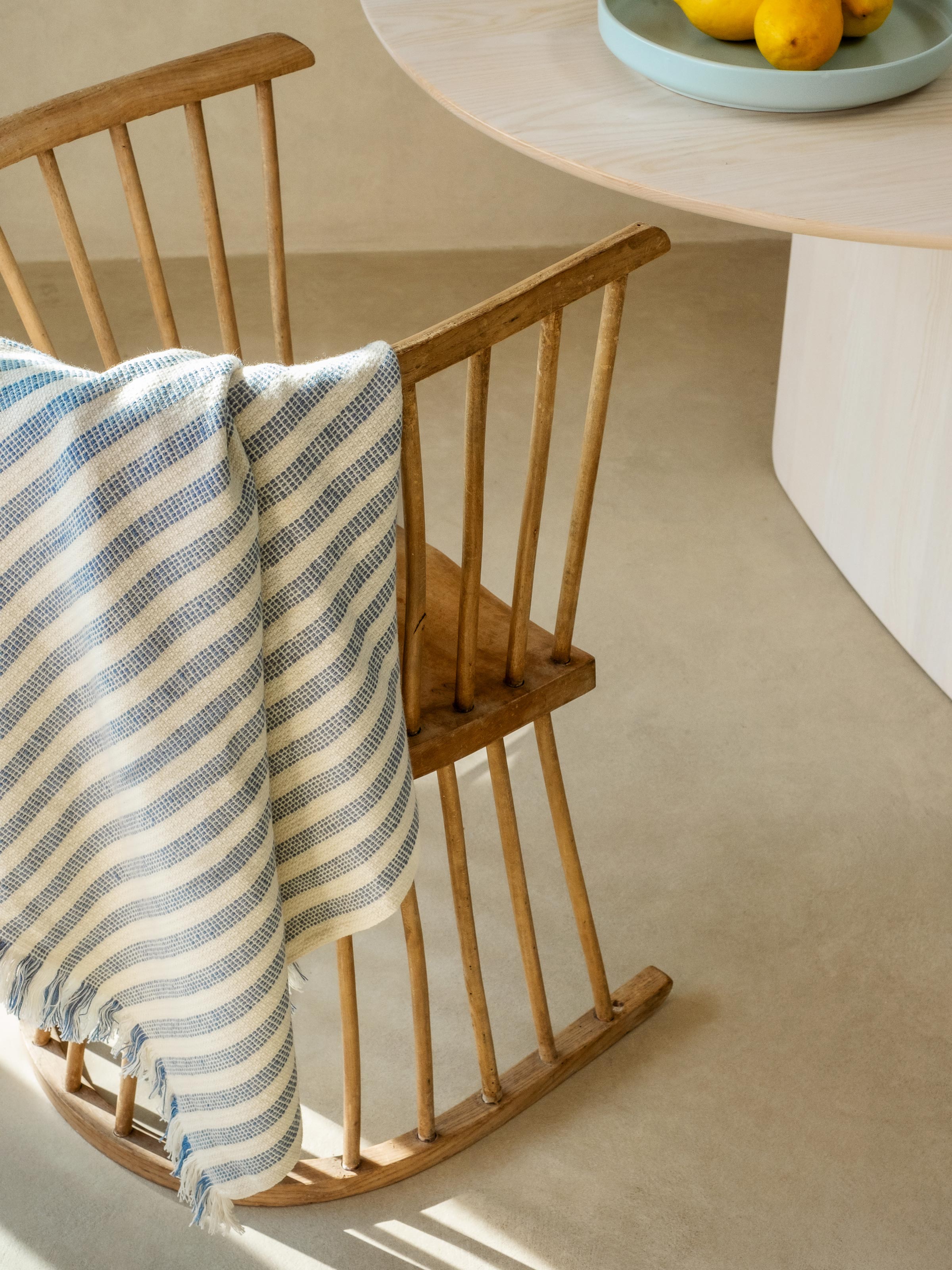Coastal Blue Striped Wool Throw Blanket - 140 x 220 cm - Image 2