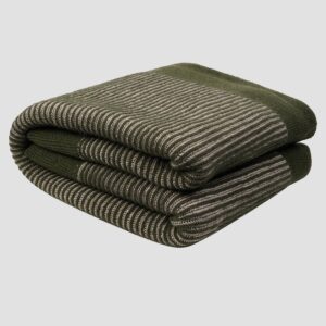 Cedar Green Striped Knit Throw Blanket