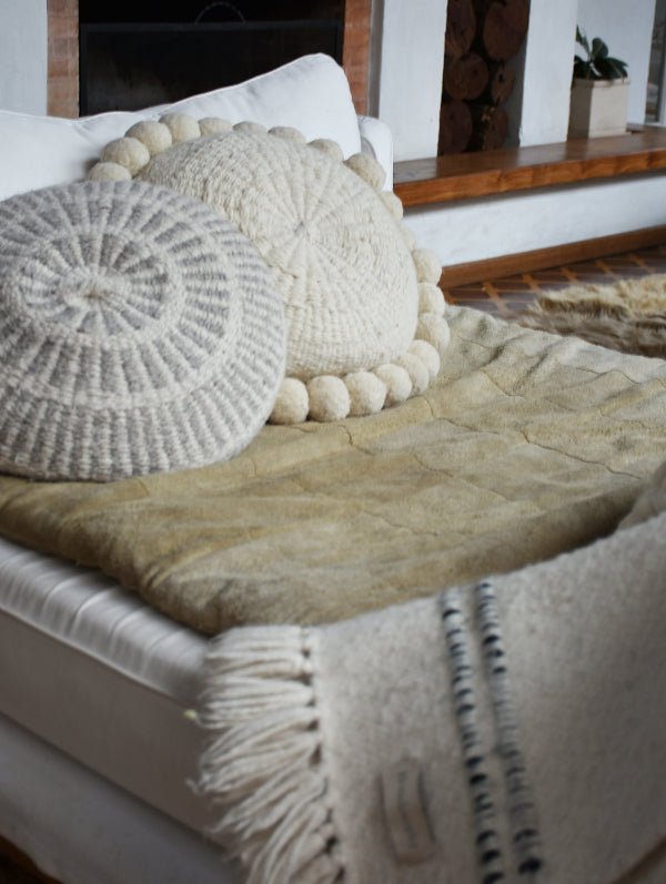 Round Wool Accent Pillow - 18 in Diameter - Image 5