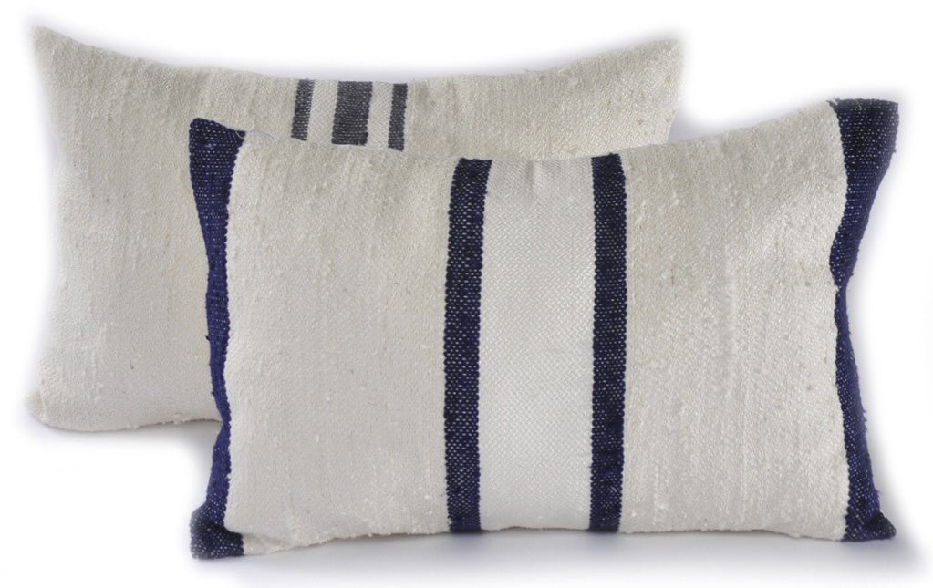 Rustic Striped Silk Pillow - Image 4