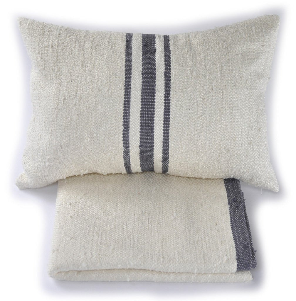 Central Stripe Raw Silk Pillow - Image 4