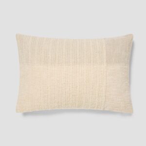 Cream & Oatmeal Cross Weave Wool Rectangle Cushion Cover - 16 x 24 in