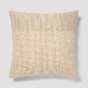 Cream & Oatmeal Cross Weave Wool Square Cushion Cover - 20 x 20 in