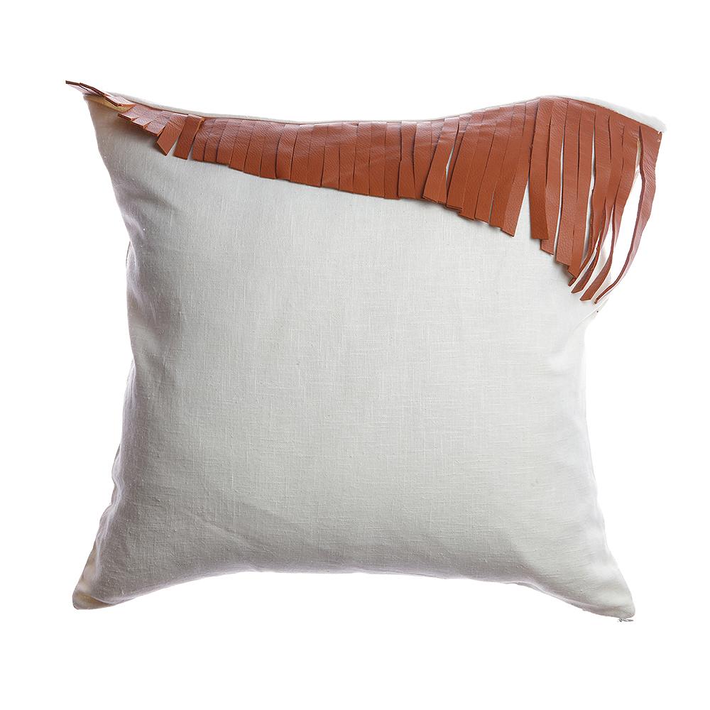Leather Fringe Decorative Pillow - Image 3
