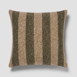 Fern Green & Oatmeal Wide Stripe Square Cushion Cover - 20 x 20 in