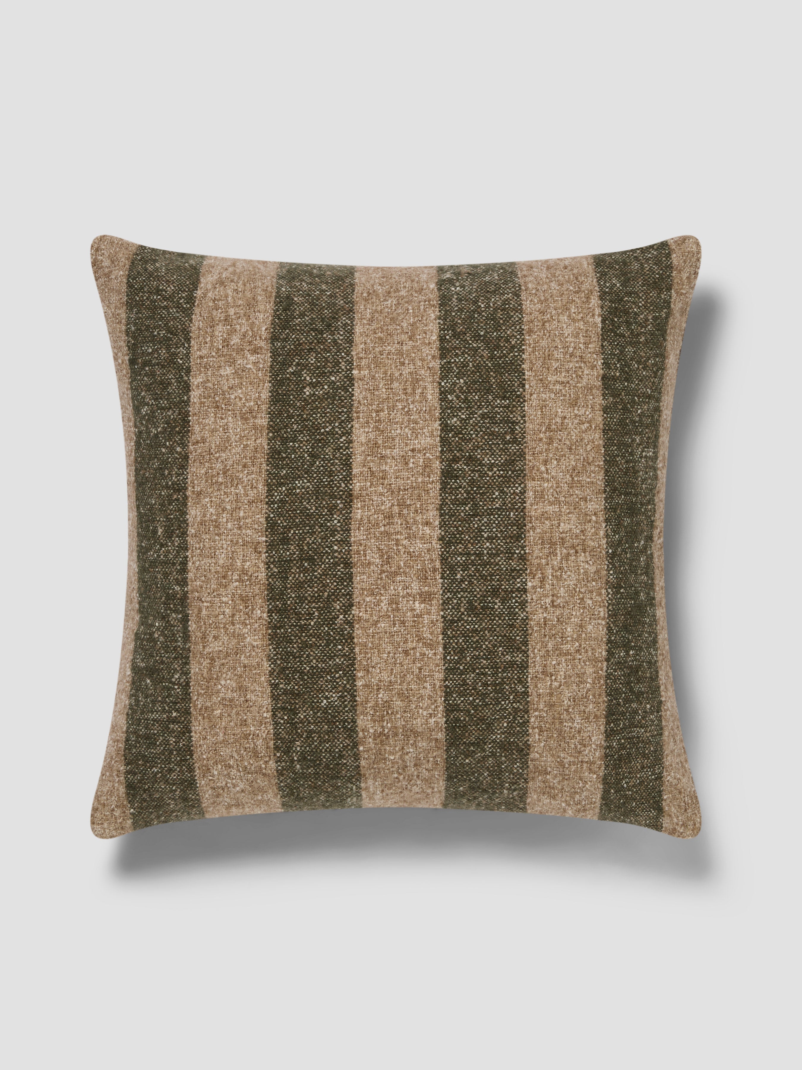 Fern Green & Oatmeal Wide Stripe Square Cushion Cover - 20 x 20 in