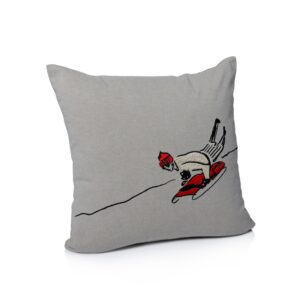 Sledding Cotton Chambray Throw Pillow