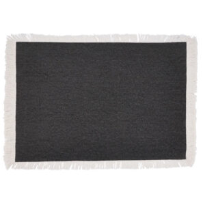 Fringed border placemat - charcoal black (set of 4)